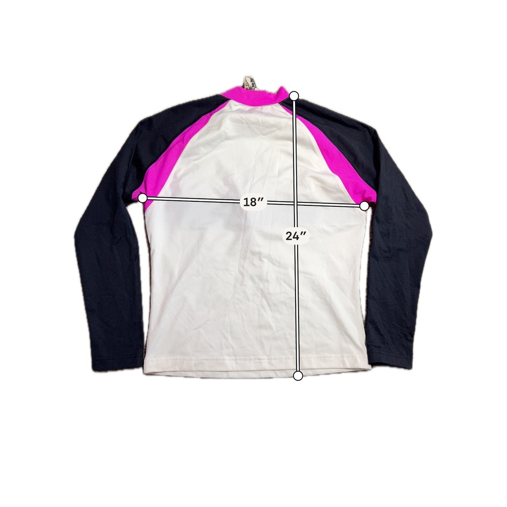 Toes on the Nose Kids XL Rash Guard Long Sleeve‎ Swim Shirt Pink White Black - Picture 4 of 4